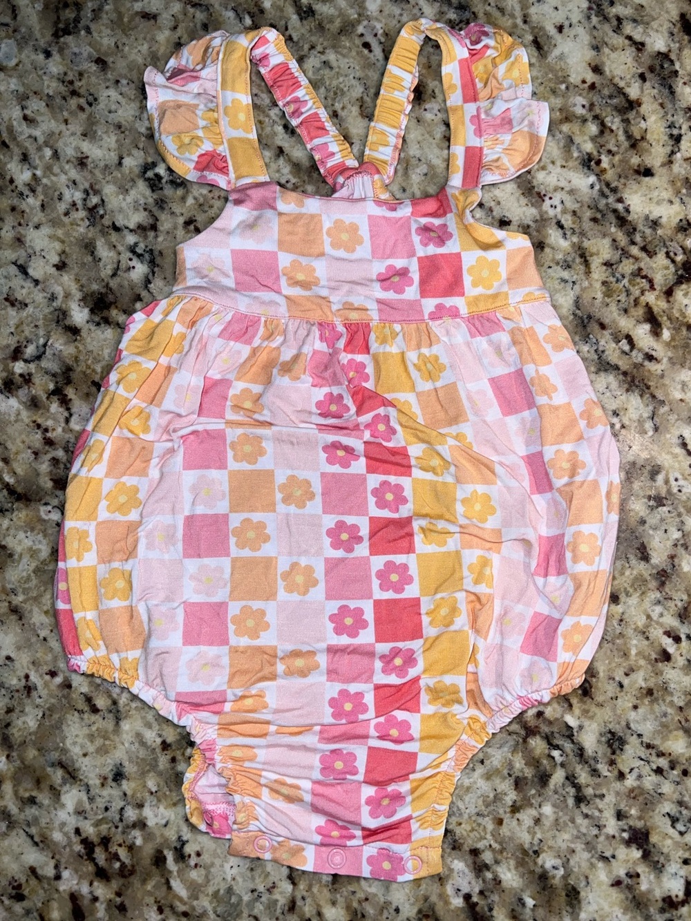 Dream Big Little Co Summer Sunset Checkers Dream Bubble Romper